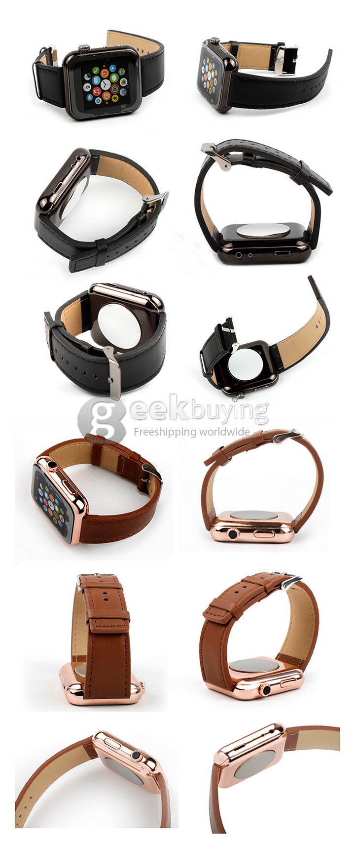 Atongm AW08 Bluetooth 4.1 Smart Wrist Watch Call MMS Pedometer Anti-lost for Android iOS iPhone 6 5 5S Samsung - Black