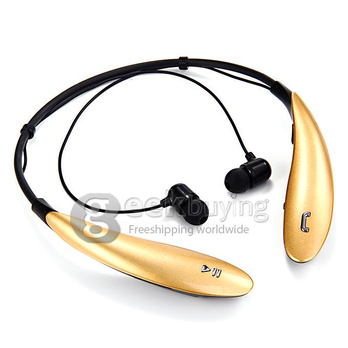 HBS-800 Bluetooth Wireless Headset Headphone Neck Earphone with Mic for iPhone Samsung HTC - Gold