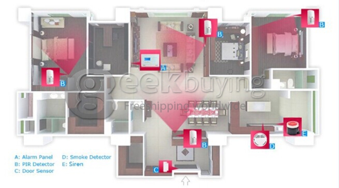 YA-500-GSM-7 LCD Security Wireless GSM Autodial Home Office Burglar Intruder Fire Alarm