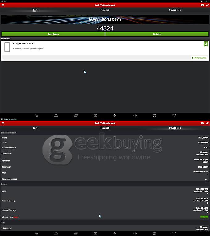 RKM MK80 Allwinner A80 Octa Core 4K Media Player 2G RAM 16G ROM 802.11AC 2.4G/5G WIFI Bluetooth SATA DLNA USB 3.0 - Black