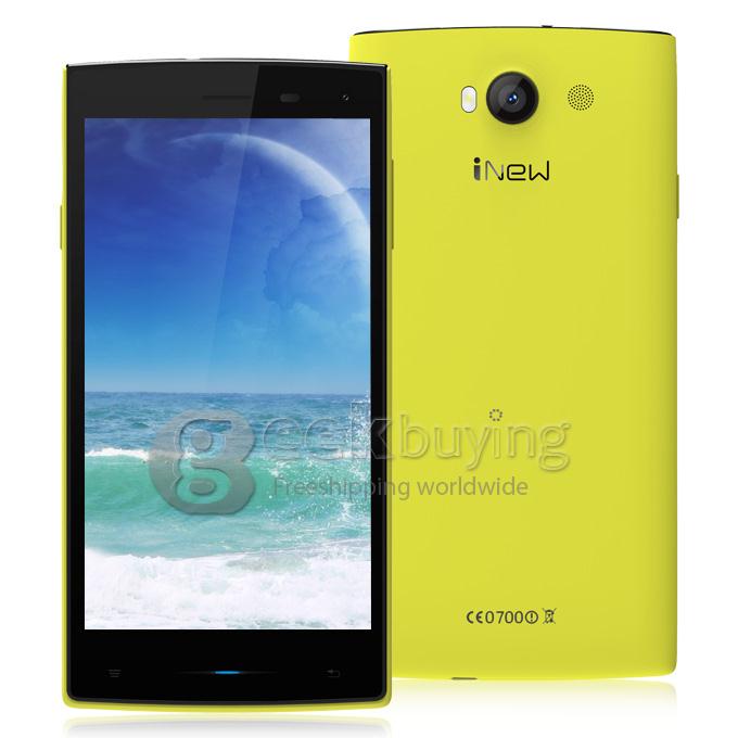 INEW V1 5.0 inch Android 4.4 Smartphone MTK6582 Quad Core 1.3GHz 1GB RAM 8GB ROM WiFi GPS 3G FWVGA IPS - Yellow