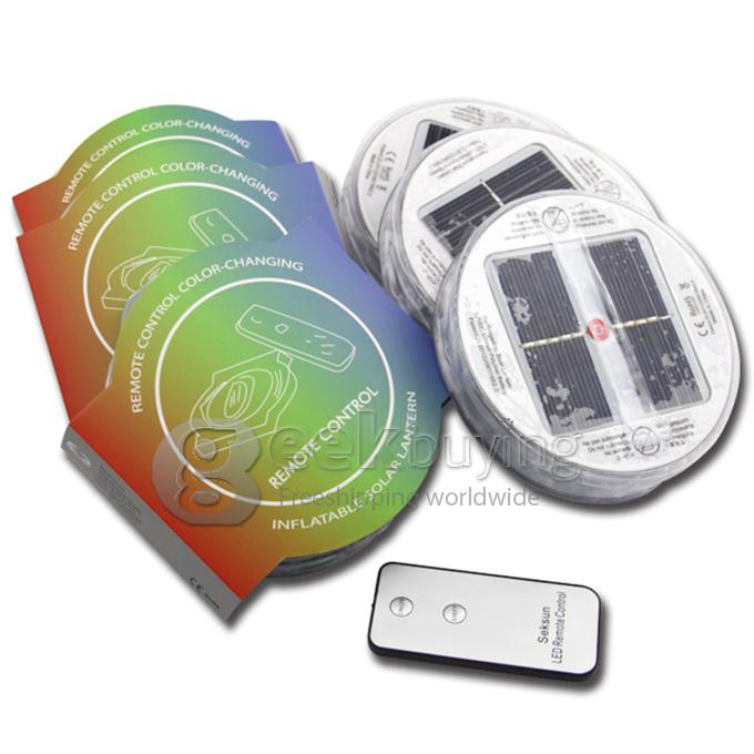 RC01 6W Color Changing Inflatable 10 LED Solar Lantern / Camping Light / Garden Lamp RGB with Remote Control