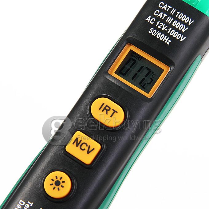 MASTECH MS6580 Non-Contact AC 12-1000V Voltage Digital Infrared IR Laser Thermometer Temperature Meter - Black