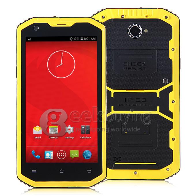 Rugged Smartphone A8 IP68 5.5inch Waterproof Android 4.4 Phone Qualcomm MSM8916 Quad Core 1GB 8GB Smartphone 8.0MP 4G LTE- Yellow