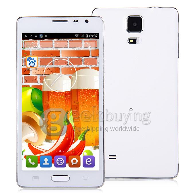 JIAKE N9100 5.5inch MTK6582 Quad Core 1.3GHz Smartphone QHD Android 4.4 1GB RAM 8GB ROM 5.0MP 3G GPS WIFI - White