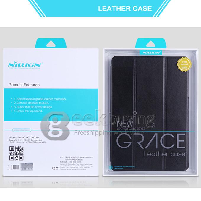 NILLKIN Sparkle Polycarbonate Flip Stand Leather Case for Google HTC Nexus 9 Tablet PC - Black