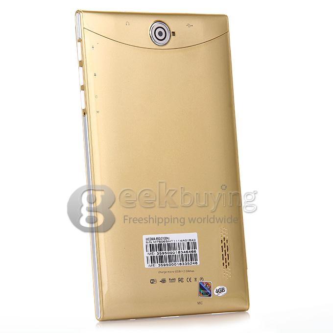 F733-3G 7 Inch 3G Phone Call Tablet PC Android 4.2 MTK6572 1024*600 Pixels Capacitive Screen BT - Gold