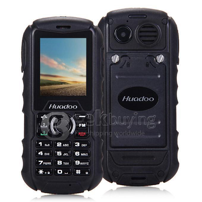 HUADOO H1 IP68 Waterproof Phone Dustproof Shockproof Flashlight FM Dual SIM Cards GSM Cell Phone - Black