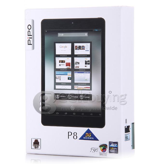 PiPO P8 7.85 Inch 3G Phone Call Tablet PC Quad Core 1.8GHz Android 4.4 2048*1536 Retina Touch Screen 2GB/32GB - Black