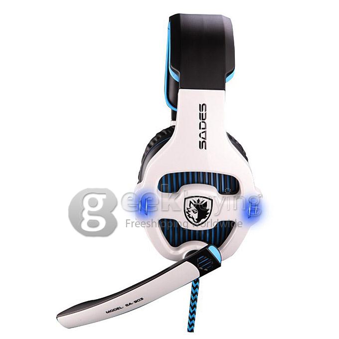 SADES SA-903 Wired USB Gaming 7.1 Sound Channel Headsets Headphone Stereo Surround Sound Earphone with MIC - White