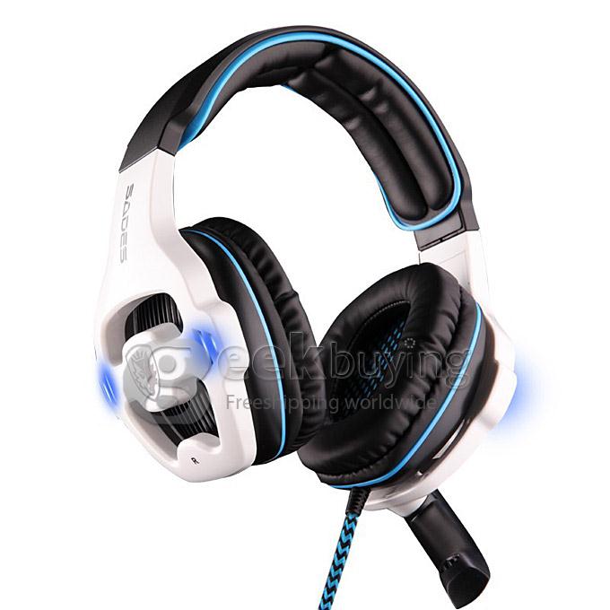 SADES SA-903 Wired USB Gaming 7.1 Sound Channel Headsets Headphone Stereo Surround Sound Earphone with MIC - White