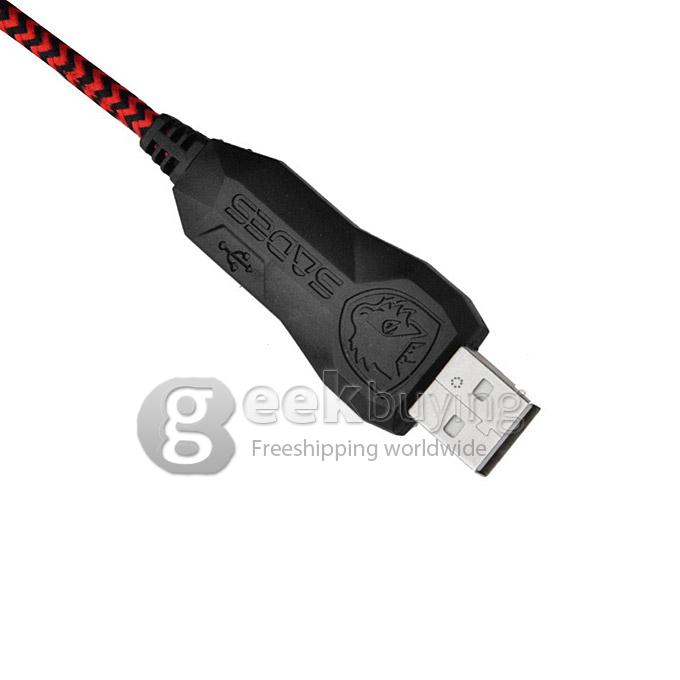 SADES SA-902 Wired USB Plug Stereo 7.1 Surround PC Gaming Headset Headphone with Microphone for PC Laptop - Black + Red