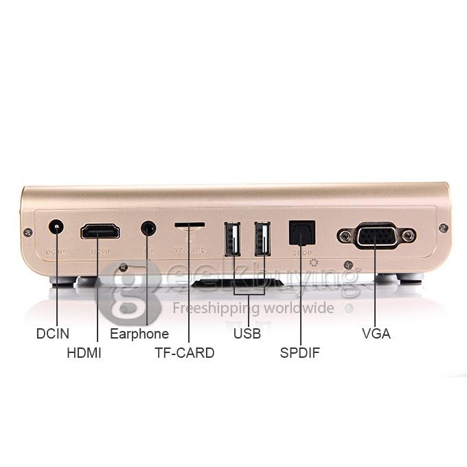P722 Smart Android 3D Projector 300 Lumens ATM7039 1G RAM 16G ROM 2.4G/5G WIFI Bluetooth WXGA 1280x800P - Gold