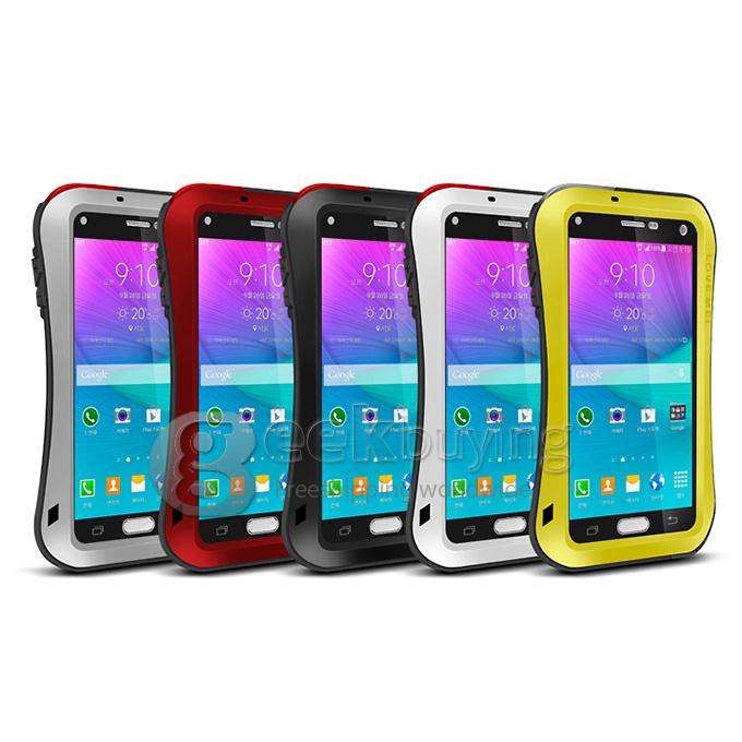 Lovemei Aluminum Powerful Shockproof Gorilla Glass Metal Case Protective Cover for Galaxy Note4 N9100 - Black