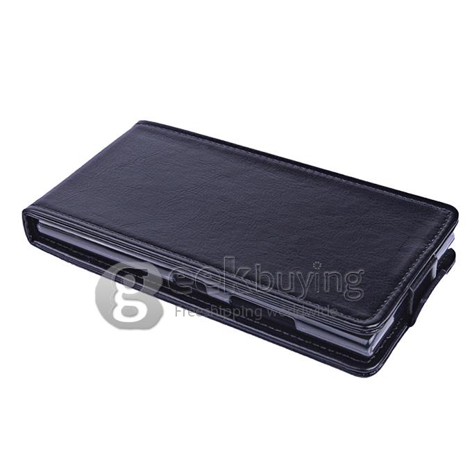 Protective Hard Cover Flip Stand Leather Case for Nokia Lumia 730 - Black
