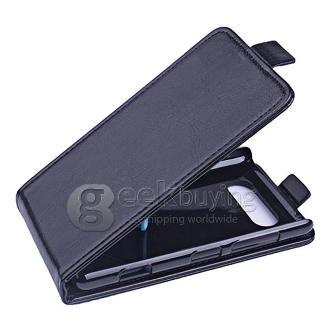 Protective Hard Cover Flip Stand Leather Case for Nokia Lumia 820 - Black