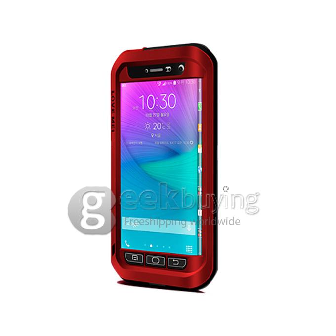 Lovemei Aluminum Powerful Shockproof Gorilla Glass Metal Case Protective Cover For GALAXY Note Edge - Red