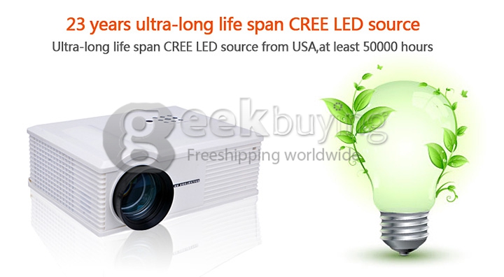 ProHome PH580 LED Projector Multimedia HD 1080P 1280*800 3200 Lumens HDMI USB VGA for Smartphone Game Home Theater White