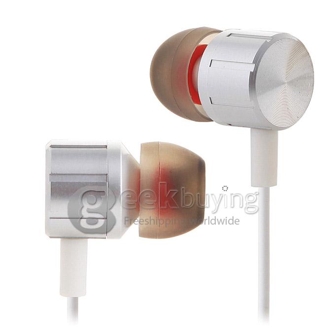 Roman N2 Universal 3.5mm Wired Bass Stereo In-ear Earphone Headphone with Mic Leather Box - Silver