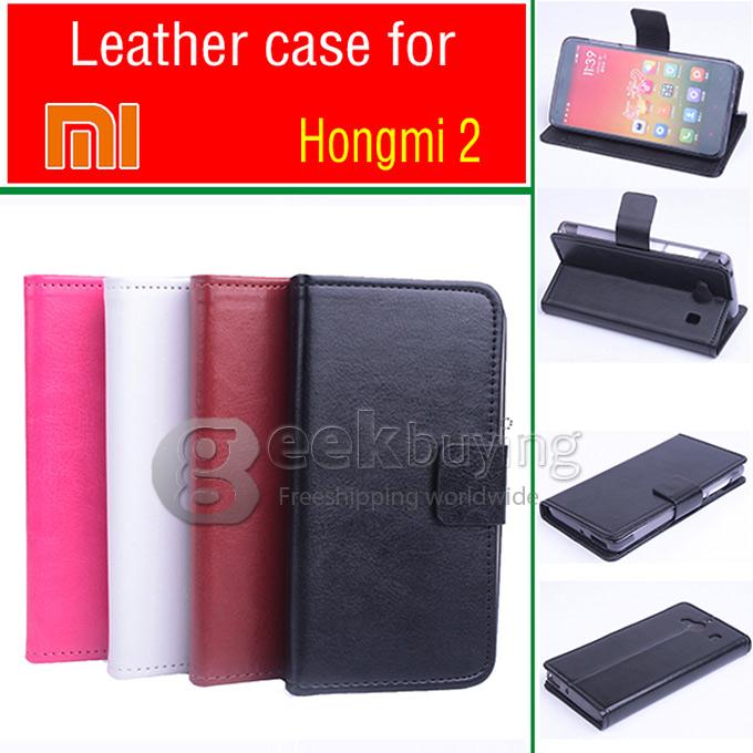Protective Hard Cover Flip Stand Leather Case for Xiaomi Redmi 2 - White