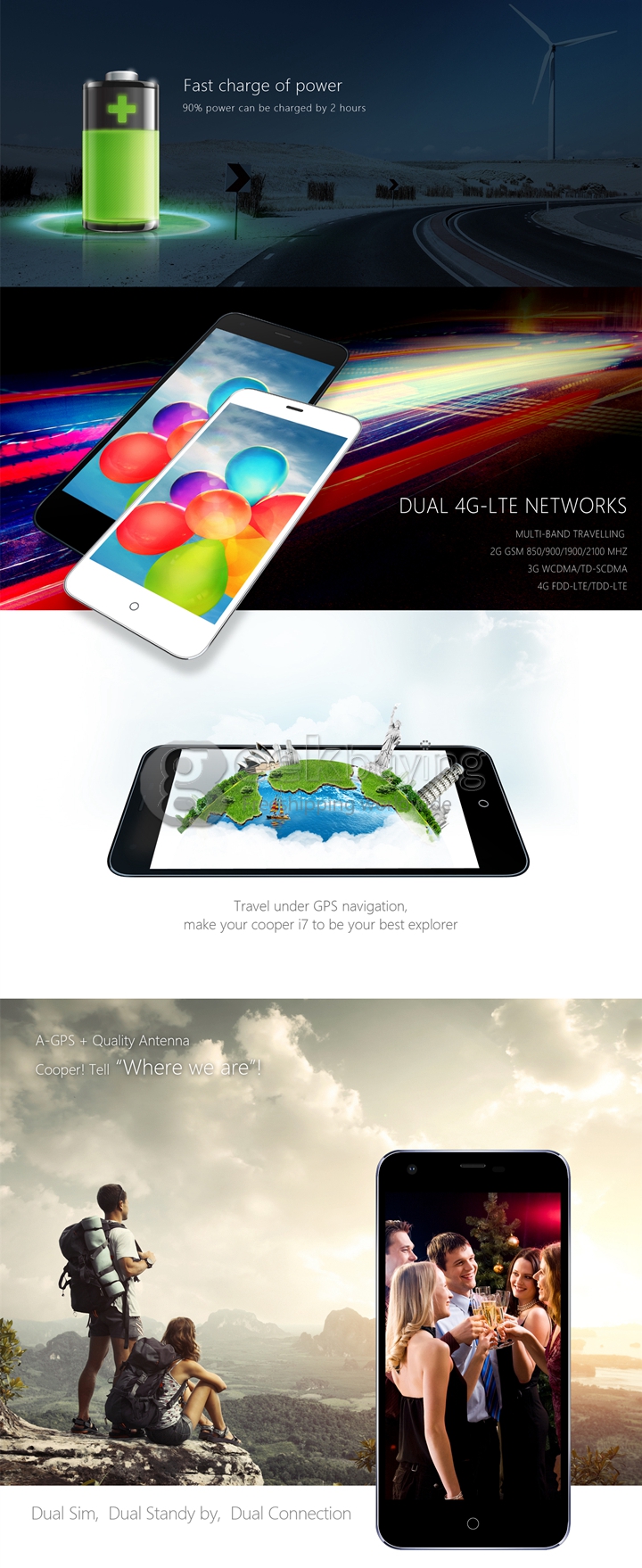 SISWOO Cooper i7 5.0 inch HD Android 5.0 Smartphone 4G FDD-LTE MTK6752 Octa Core 1.7 GHz 2GB RAM 16GB ROM 8.0MP - Black