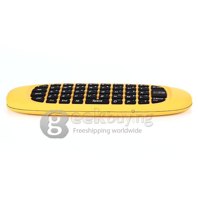 C120 2.4GHz Mini Wireless Air Mouse with QWERTY Keyboard + Somatic Game Handgrip for TV BOX Tablet PC - Yellow