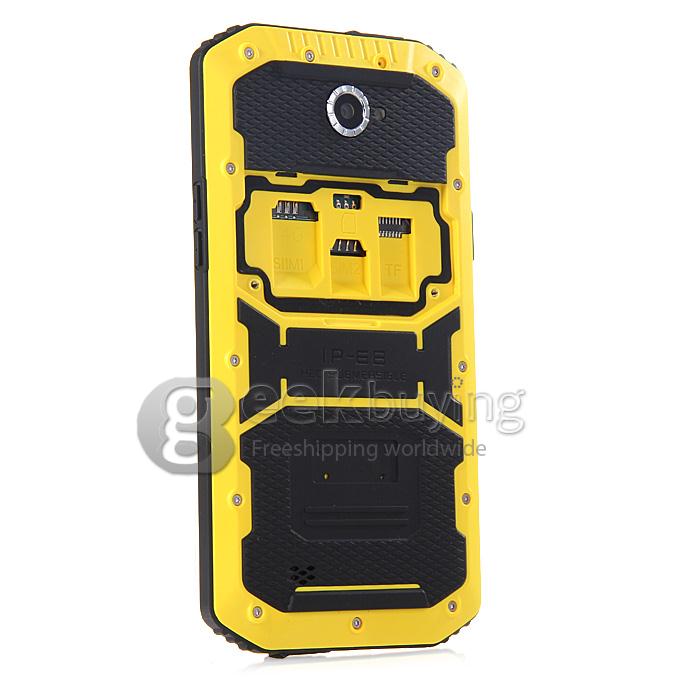 Rugged Smartphone A8 IP68 5.5inch Waterproof Android 4.4 Phone Qualcomm MSM8916 Quad Core 1GB 8GB Smartphone 8.0MP 4G LTE- Yellow