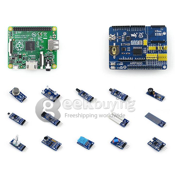 Raspberry Pi RPi Model A+ (Package D) Accessory Kits ARPI600+MQ-5 Gas Sensor+Color Sensor+Flame Sensor+Metal Sensor etc