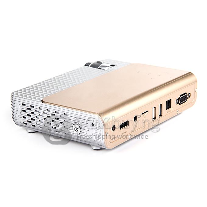 P722 Smart Android 3D Projector 300 Lumens ATM7039 1G RAM 16G ROM 2.4G/5G WIFI Bluetooth WXGA 1280x800P - Gold