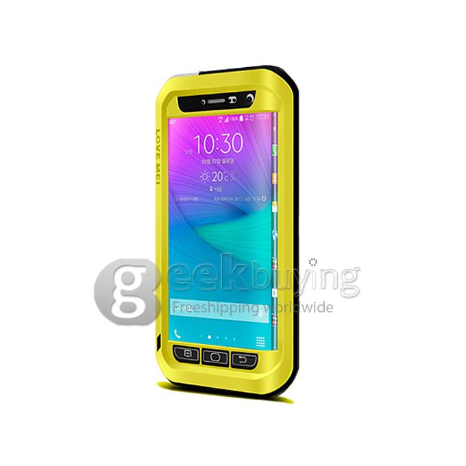 Lovemei Aluminum Powerful Shockproof Gorilla Glass Metal Case Protective Cover For GALAXY Note Edge - Yellow
