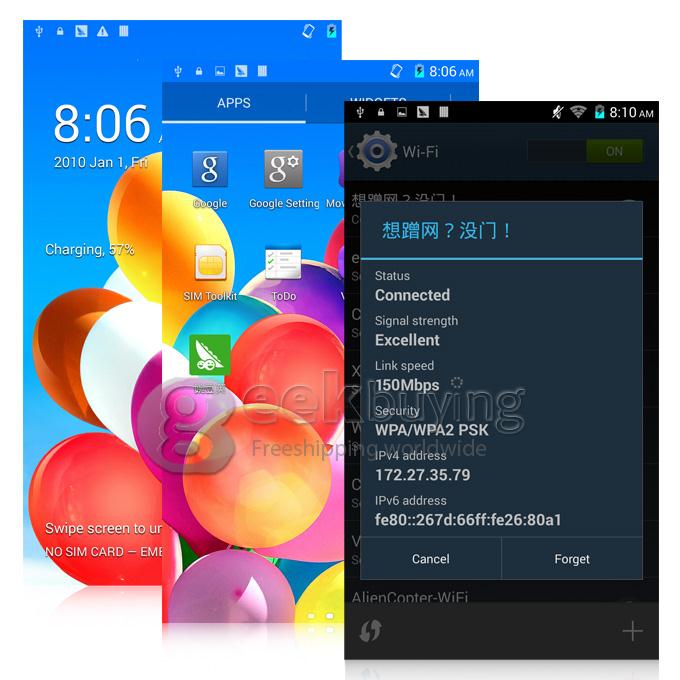 Kingelon N9588 5.7Inch MTK6592 Android 4.4 Phone Octa Core 1GB+16GB IPS HD SmartPhone 8.0MP Camera 3G GPS OTG - White