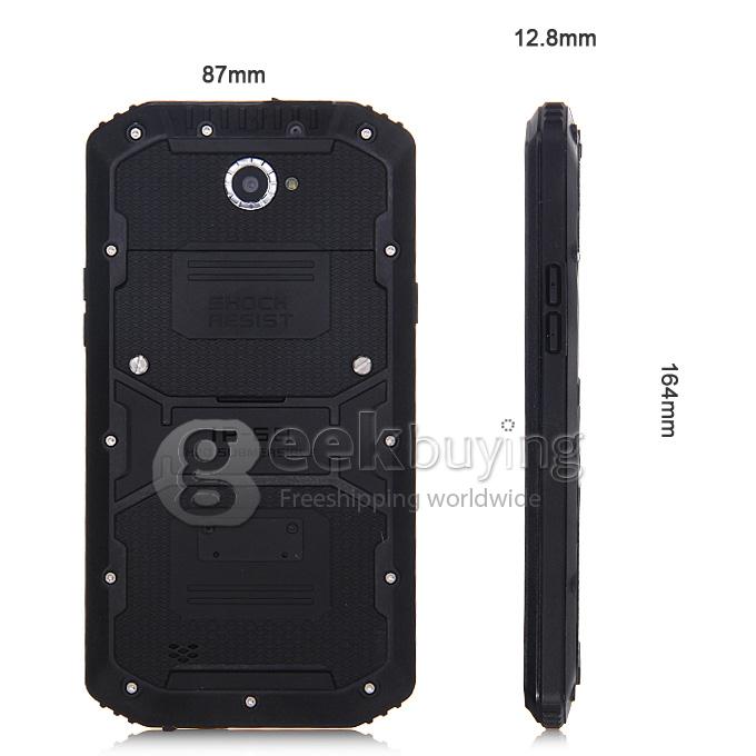 Rugged Smartphone A8 IP68 5.5inch Waterproof Android 4.4 Phone Qualcomm MSM8916 Quad Core 1GB 8GB Smartphone 8.0MP 4G LTE- Black