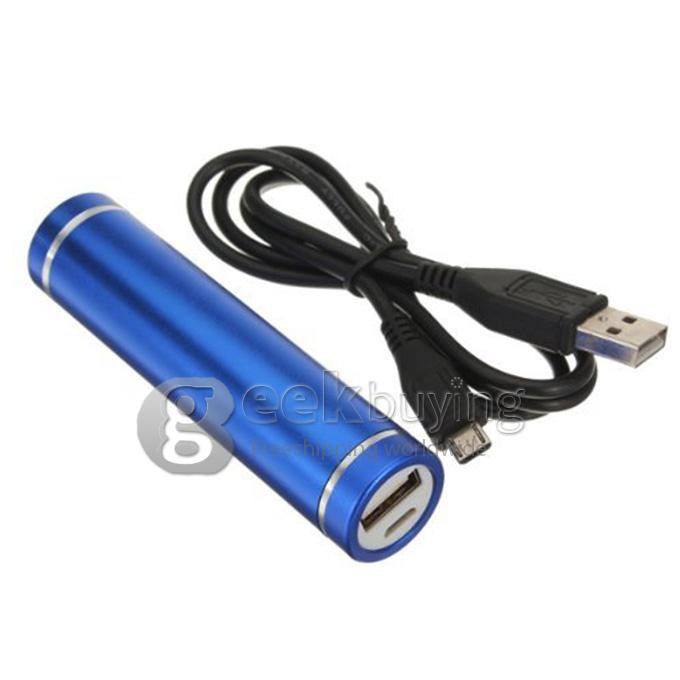 Portable Mini Cylinder 1300mAh USB Power Bank External Battery Pack - Blue