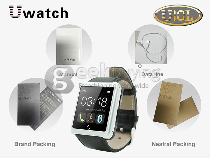 U10L U Watch Normal Waterproof Anti-lost Bluetooth Smart Dial Bracelet Watch for iPhone Samsung Android Phone - Silver