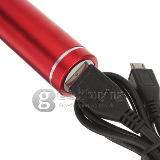 Portable Mini Cylinder 1300mAh USB Power Bank External Battery Pack - Red