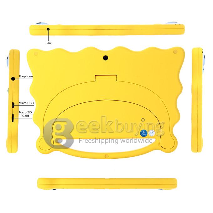 7C08 7 Inch A23 Android 4.4 Tablet PC 8G ROM Children's Tablet(can be controlled by the parents) Dual Cameras - Yellow