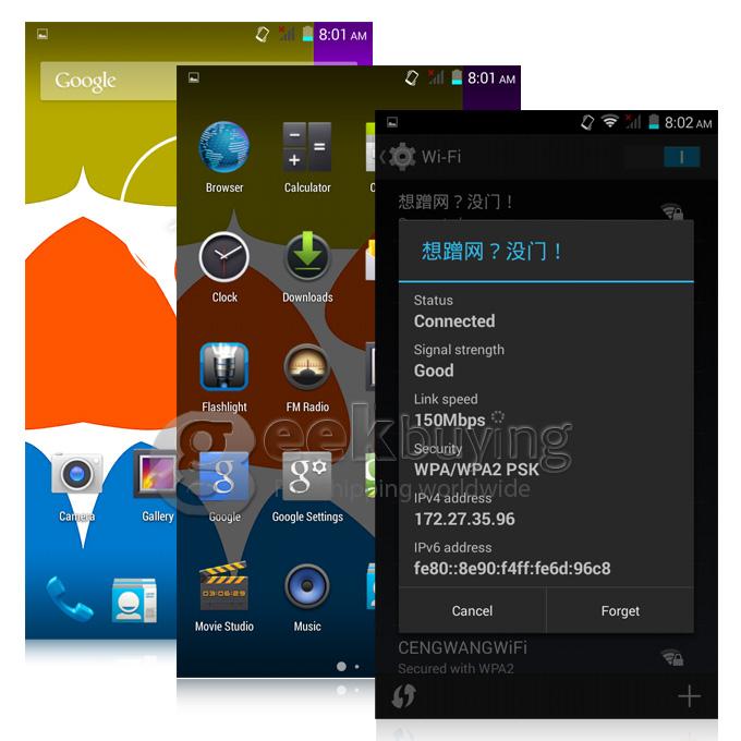 MIJUE L100 5.5 Inch Android 4.4 Phone QHD MTK6582M+6290 Quad Core 1.3GHz 1GB RAM 8GB ROM 8.0MP 2.0MP 4G Smartphone - White