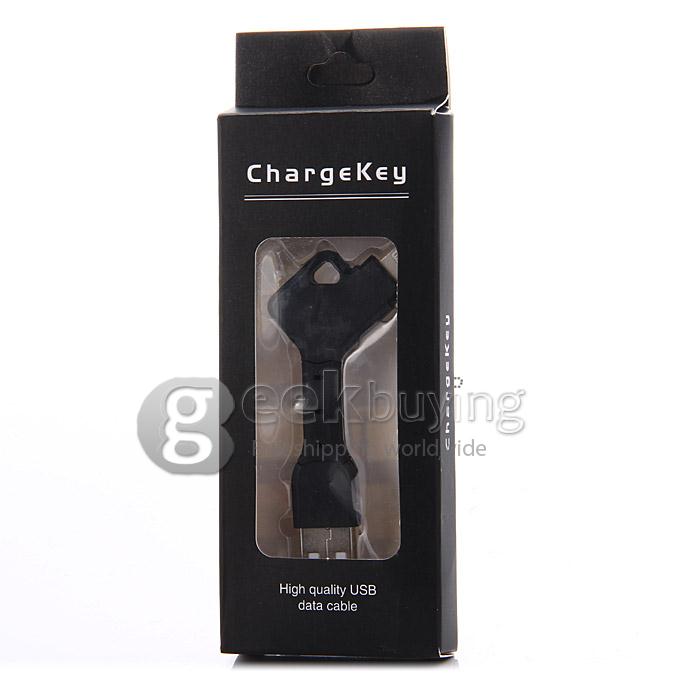 V8 Micro USB Cable Key Chain Style Scalable Micro USB Cable for Samsung Galaxy S3 S4 S5 Note 2/3 - Black