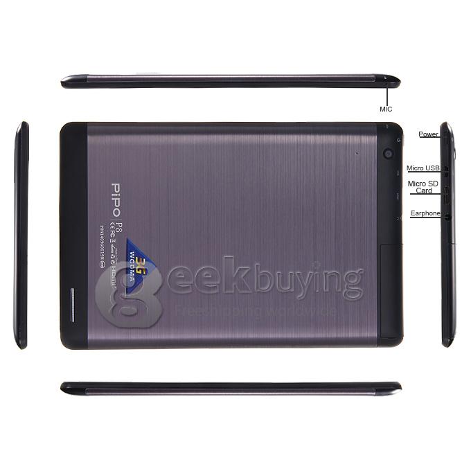 PiPO P8 7.85 Inch 3G Phone Call Tablet PC Quad Core 1.8GHz Android 4.4 2048*1536 Retina Touch Screen 2GB/32GB - Black