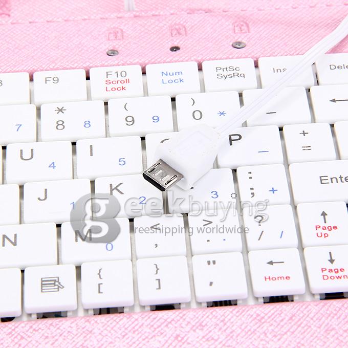 Universal Leather Keyboard Holster Case with Micro Port for 7 Inch Tablet PC - Pink