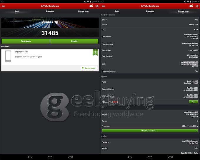 Ramos i10s Quad Core 10.1 Inch Tablet PC Intel ATOM Z3735F Android 4.4 OS 2GB/32GB 1920*1200 BT GPS HDMI - White