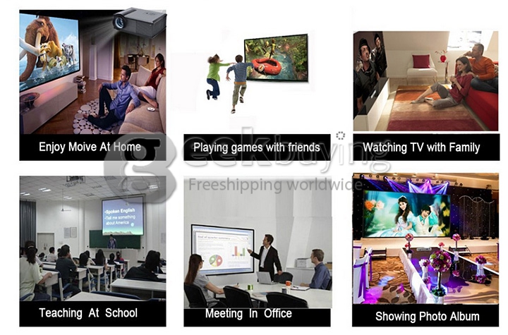 ProHome PH580 LED Projector Multimedia HD 1080P 1280*800 3200 Lumens HDMI USB VGA for Smartphone Home Theater Black