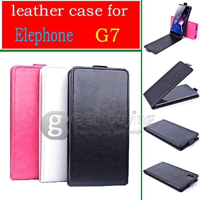 Protective Hard Cover Flip Stand Leather Case for Elephone G7 -White