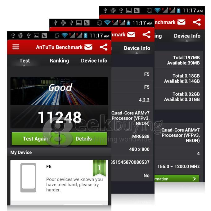 H-mobile F5 4.0 Inch Android 4.2 OS Cell Phone MTK6572 Dual Core 1.0GHz Smartphone 2.0MP Bluetooth WIFI - Black