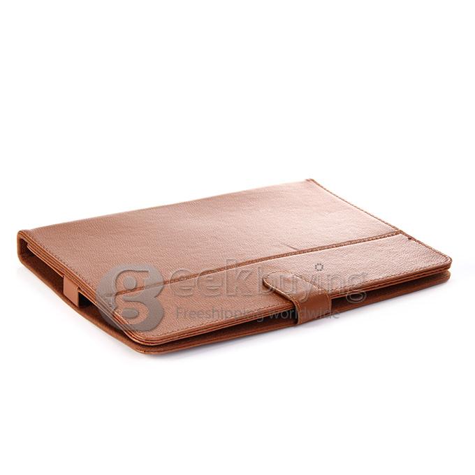 10 Inch General Tablet PC Built-in Card Buckled Up and Down Activities Leather Case- brown