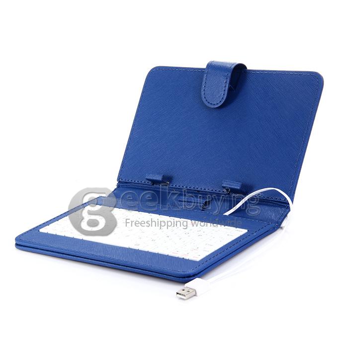 Universal Leather Keyboard Holster Case for 7 Inch Tablet PC - Blue