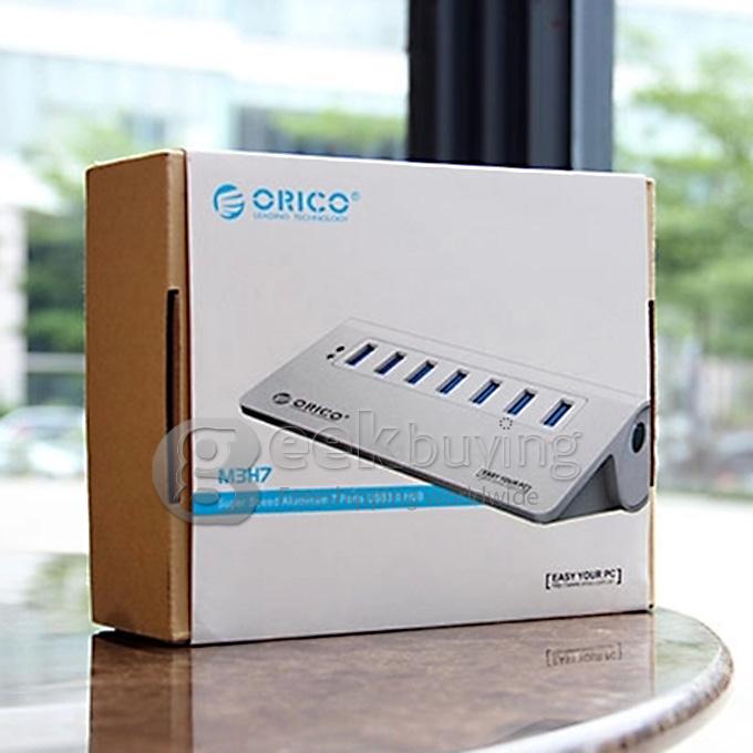 ORICO M3H7 Aluminum Super Speed 7 Ports USB 3.0 HUB with Power Adapter for Macbook Notebook PC Laptop - White
