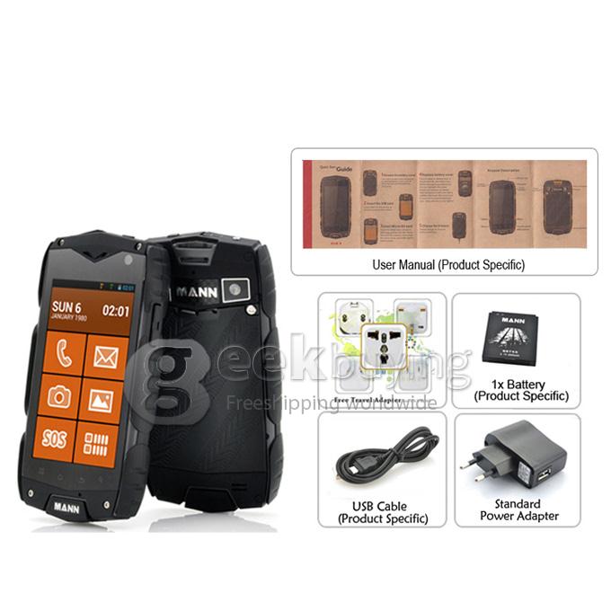 MANN ZUG 3 4.0inch IP68 Waterproof Rugged Phone Snapdragon MSM8212 Quad Core 1.2GHz Android 4.3 Smartphone 1GB - Black