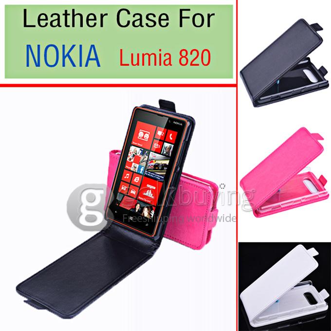 Protective Hard Cover Flip Stand Leather Case for Nokia Lumia 820 - Rose