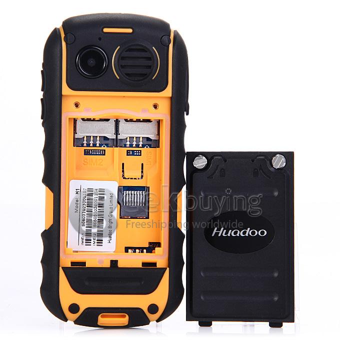 HUADOO H1 IP68 Waterproof Phone Dustproof Shockproof Flashlight FM Dual SIM Cards GSM Cell Phone - Orange